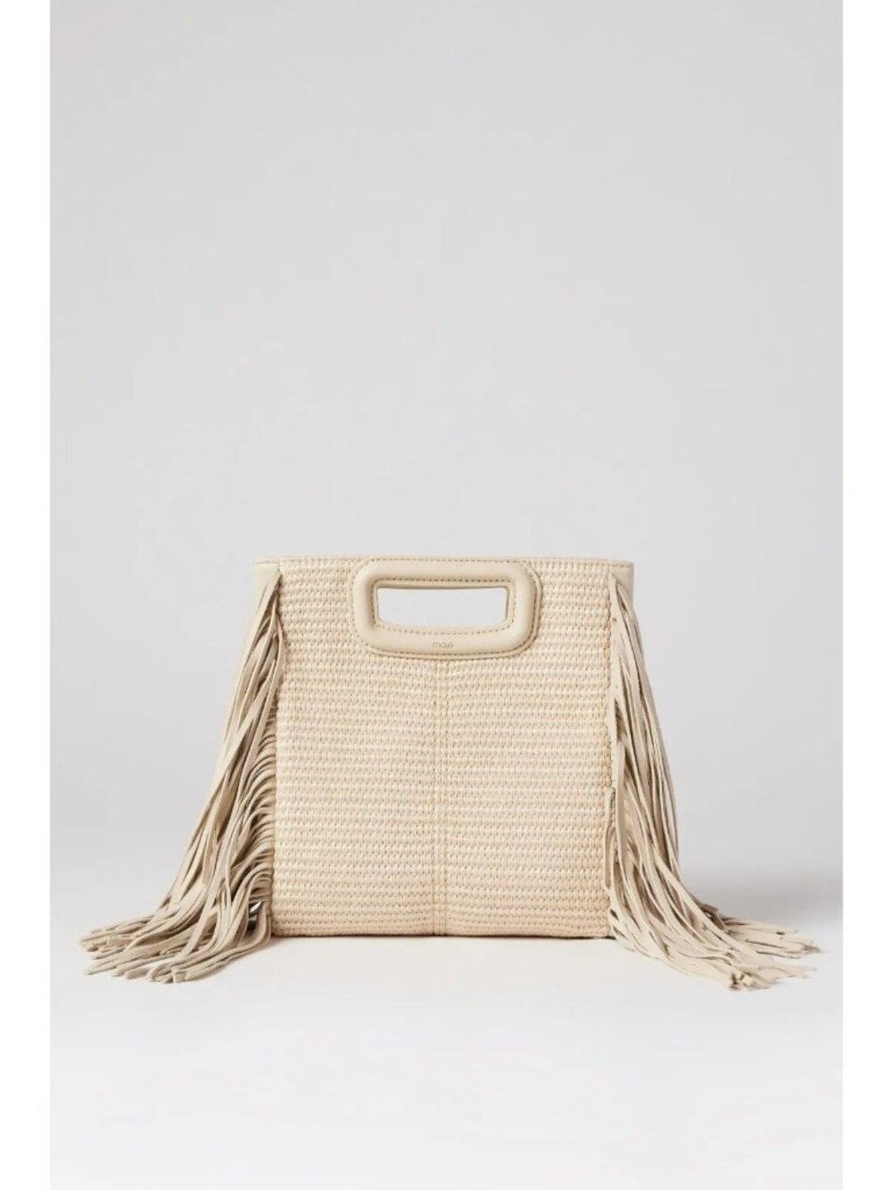 Maje Textile and Raffia M Bag Womens Crossbody Clutch Handbag Purse